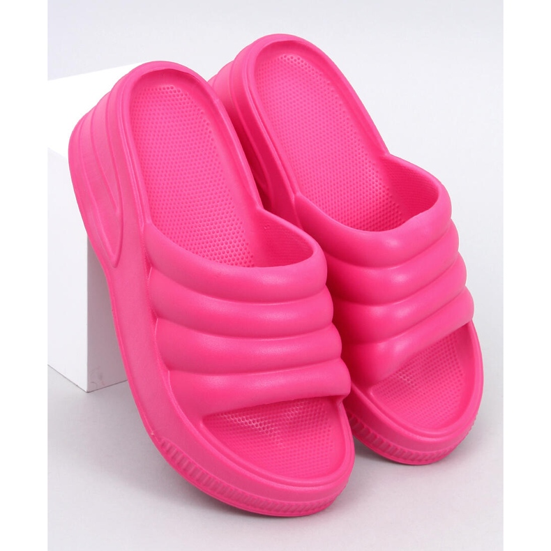 Sandales compensées en mousse fuchsia Diames rose 1
