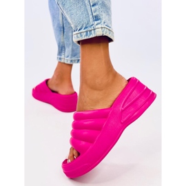 Sandales compensées en mousse fuchsia Diames rose 5