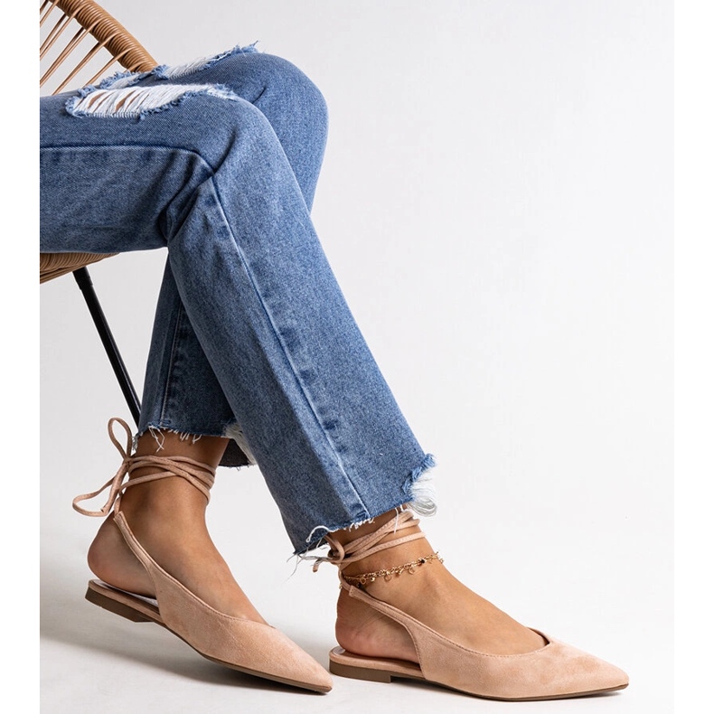 Ballerines beiges à lacets et talon ouvert Leaia 1