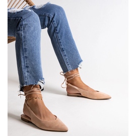 Ballerines beiges à lacets et talon ouvert Leaia 3