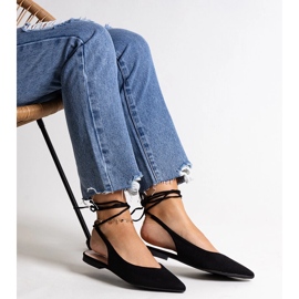 Ballerines noires à lacets Leaia et talon ouvert le noir 2