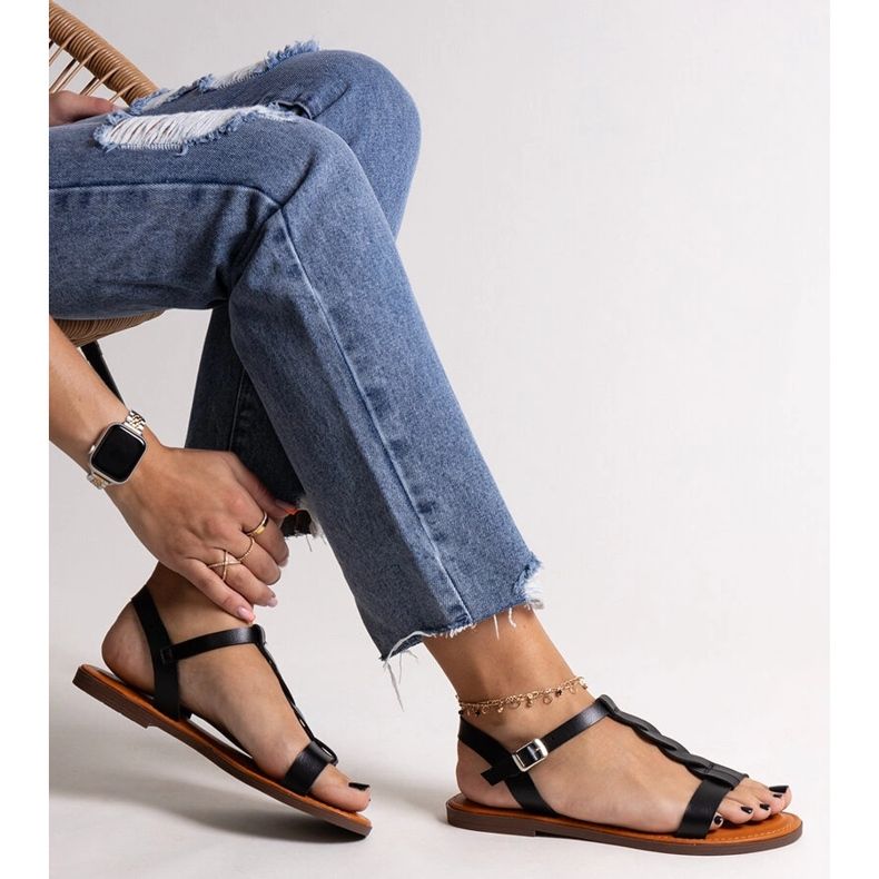 Sandales plates Amarante Noires le noir 1