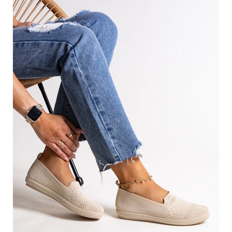 Baskets à enfiler Shadhi en tissu beige 1