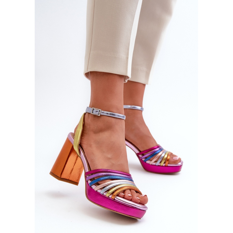 S.Barski Sandales à Talon Haut pour Femmes D&amp;A CR920 Multicolore violet 2