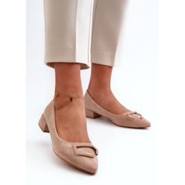 Escarpins à Talon Bas Avec Décoration Eco Daim S.Barski KV27-034 Beige 2