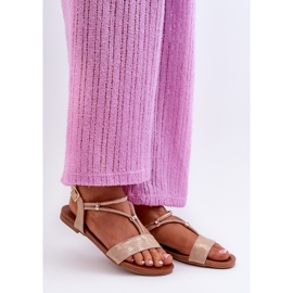 Sandales plates à brides pour femmes S.Barski KV27-010 Or doré 1