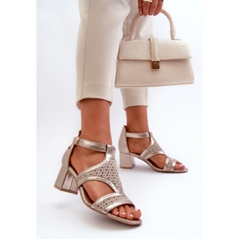Sandales en Cuir à Talon Haut pour Femme Maciejka 06459-25 Beige et Doré 2 Sandales en Cuir à Talon Haut pour Femme Maciejka 06459-25 Beige et Doré 2