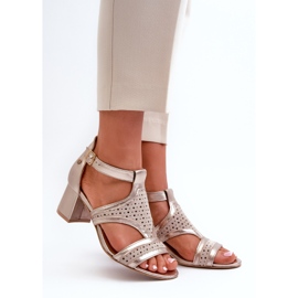 Sandales en Cuir à Talon Haut pour Femme Maciejka 06459-25 Beige et Doré 1 Sandales en Cuir à Talon Haut pour Femme Maciejka 06459-25 Beige et Doré 1