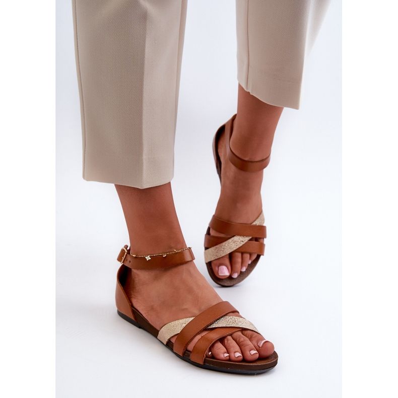 Zazoo 40225 Sandales plates en cuir marron brun 2 Zazoo 40225 Sandales plates en cuir marron brun 2