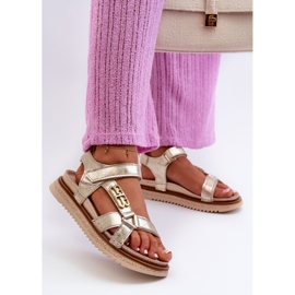 Zazoo 50103 Sandales en cuir pour femme sur plateforme, doré d'or 2