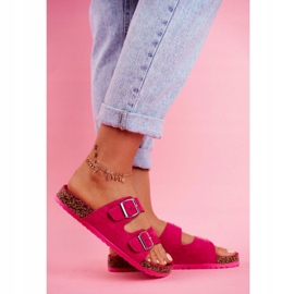 EVE Chaussons Femme Sur Liège Avec Boucles Fuchsia Si Senor rose 3