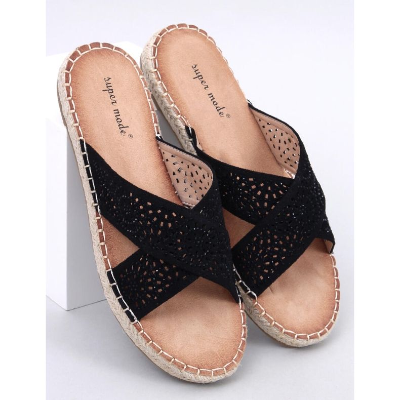 Tongs espadrilles femme Bakou Noir 1