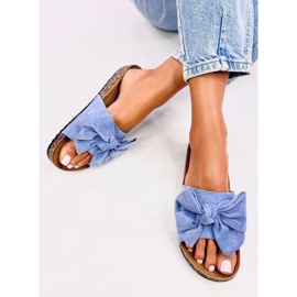 Keitas Chaussons en liège bleu avec nœud 4