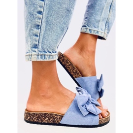 Keitas Chaussons en liège bleu avec nœud 5