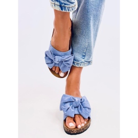 Keitas Chaussons en liège bleu avec nœud 2