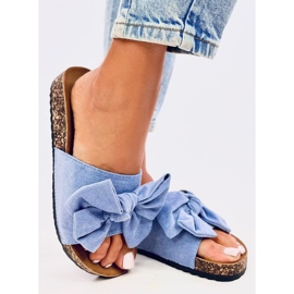 Keitas Chaussons en liège bleu avec nœud 3