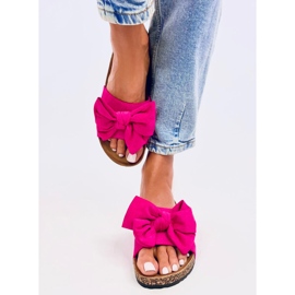 Keitas Chaussons en liège fuchsia avec nœud rose 2