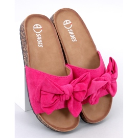 Keitas Chaussons en liège fuchsia avec nœud rose 1