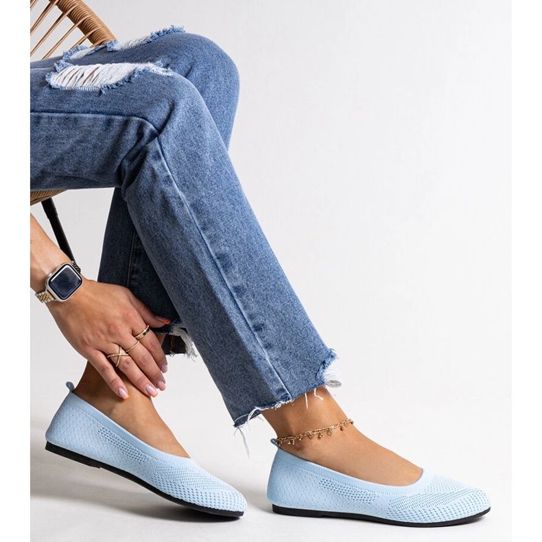 Ballerines en tissu bleu de Yafia 1