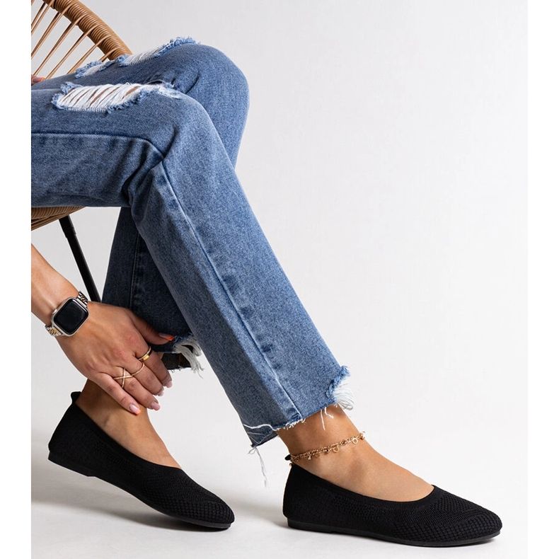 Ballerines en tissu noir de Yafia 1