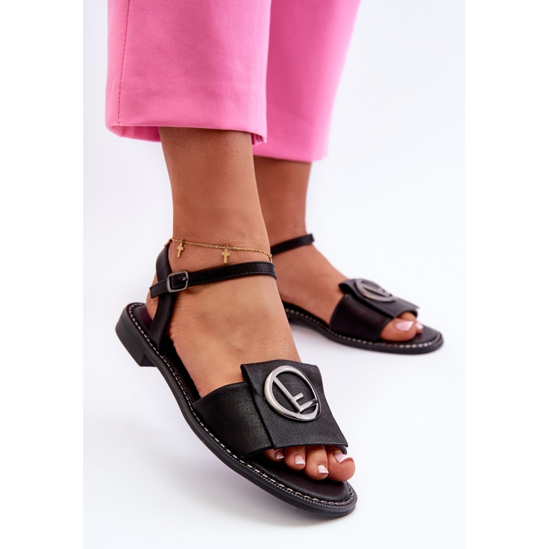 Sandales Pour Femmes Avec Décoration S.Barski KV27-045 Noir 2