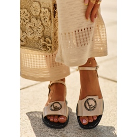 Sandales pour femmes avec décoration S.Barski KV27-045 Or doré 2