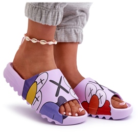 Tongs en caoutchouc à imprimé monstres violets 7