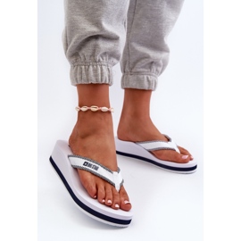 Tongs compensées pour femmes Big Star NN274A726 blanc blanche 2