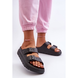 EVento Tongs en mousse pour femmes sur la plateforme Melorea noire le noir 2