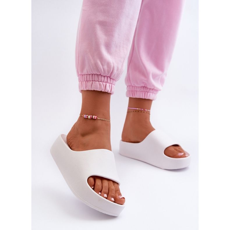 Tongs à plateforme en mousse Airaplea pour femmes, blanc blanche 2