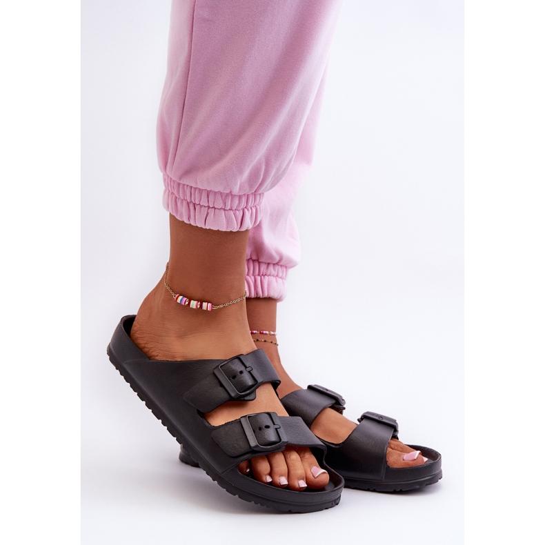 Tongs En Mousse Pour Femmes Avec Boucles Noir Luciene 1
