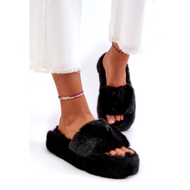 Chaussons Fourrure Femme Noir Stepia 1