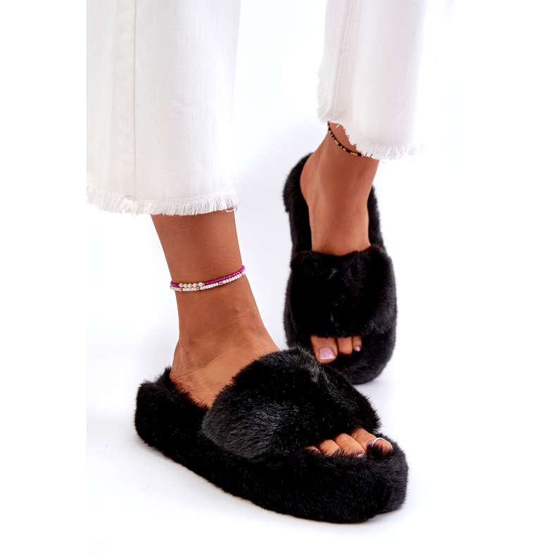 Chaussons Fourrure Femme Noir Stepia 1