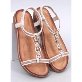 Sandales ornées de zircons Isabey Beige 1