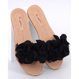 Tongs souples à fleurs Diaye Noir le noir 1