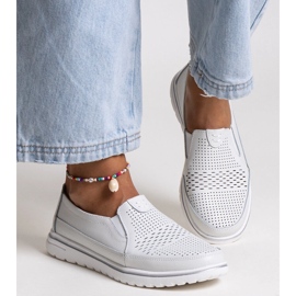 Chaussures Vinceza en cuir blanc blanche 1