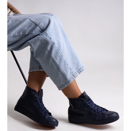 Bez marki Baskets montantes ajourées bleu marine par Shima 1