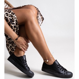 Baskets en cuir écologique Mahasina noires le noir 1