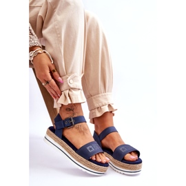 Sandales confortables à plateforme Big Star pour femmes LL274869 bleu marine 4