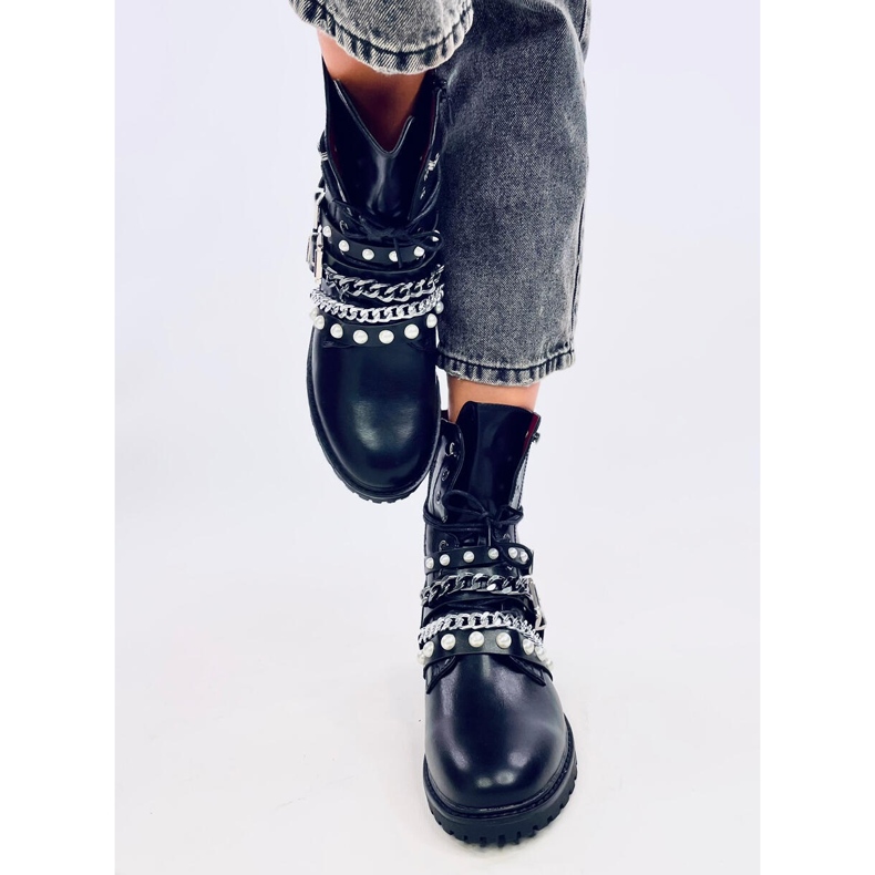 Bottes militaires avec chaîne Luba Noir 1