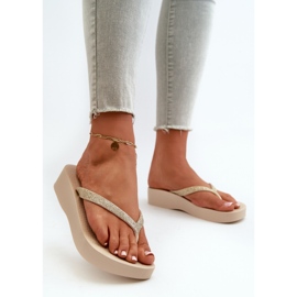 Tongs pour femmes avec bride pailletée 83386 Ipanema Mesh Chic Plat Fem Beige 2