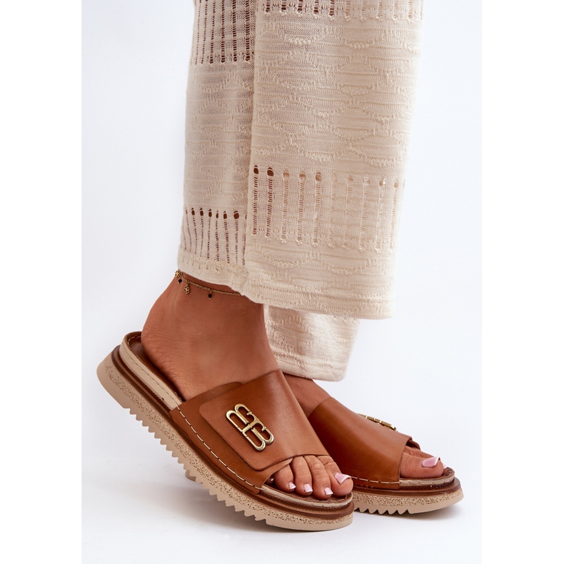 Zazoo 50101 Tongs en cuir pour femme sur la plateforme, marron brun 1