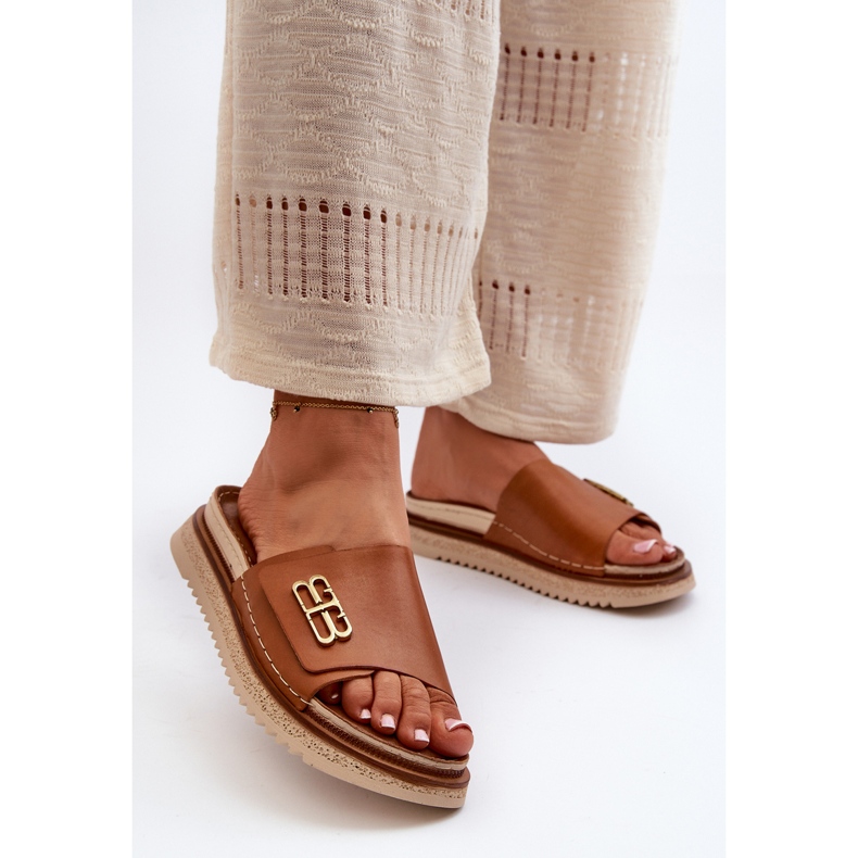 Zazoo 50101 Tongs en cuir pour femme sur la plateforme, marron brun 2