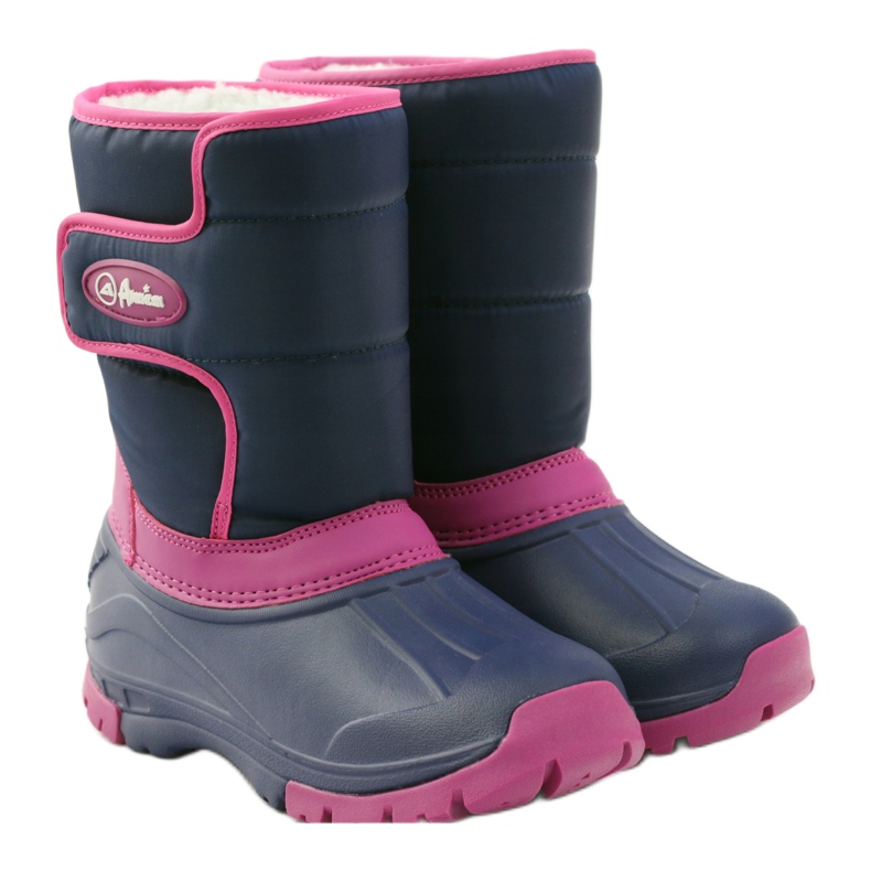 Bottes d'hiver bottes American Club super légères bleu marin rose 3