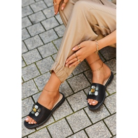 Tongs pour femmes avec décorations S.Barski KV27-031 Noir le noir 2