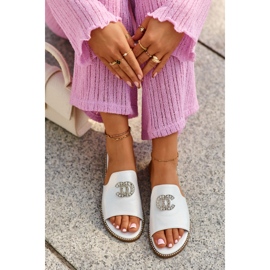 Tongs brillantes pour femmes élégantes avec décoration S.Barski KV27-050 Argent 1