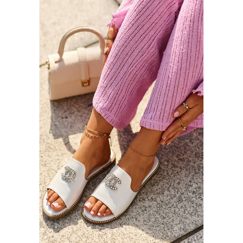 Tongs brillantes pour femmes élégantes avec décoration S.Barski KV27-050 Argent 2