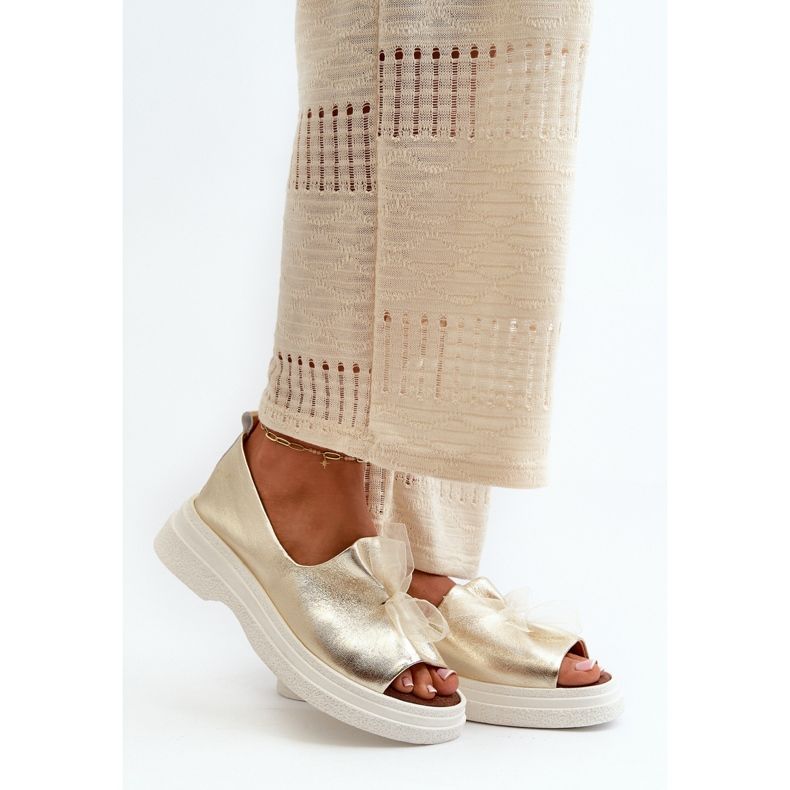 Zazoo 2939 Sandales en cuir pour femme avec nœud, doré d'or 2 Zazoo 2939 Sandales en cuir pour femme avec nœud, doré d'or 2