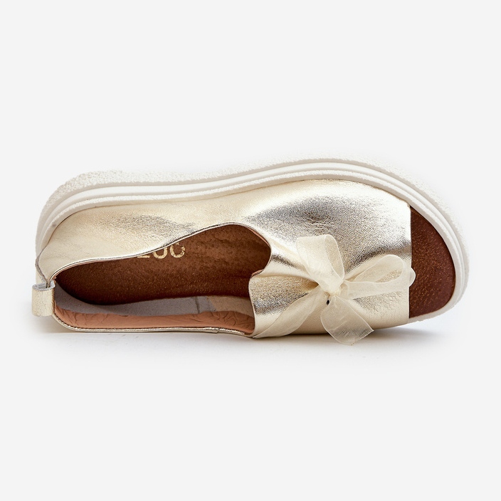 Zazoo 2939 Sandales en cuir pour femme avec nœud, doré 1