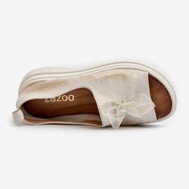 Zazoo 2939 Sandales en cuir avec nœud pour femme, or brossé blanche 1